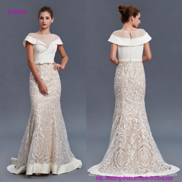 Noble and Modern Style Transparent Lace Evening Dress with Bow on Waistband